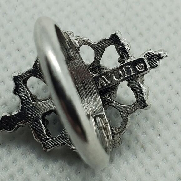 Vintage Avon Mirabella Silver, Gray, & Blue Ring - Picture 6 of 7